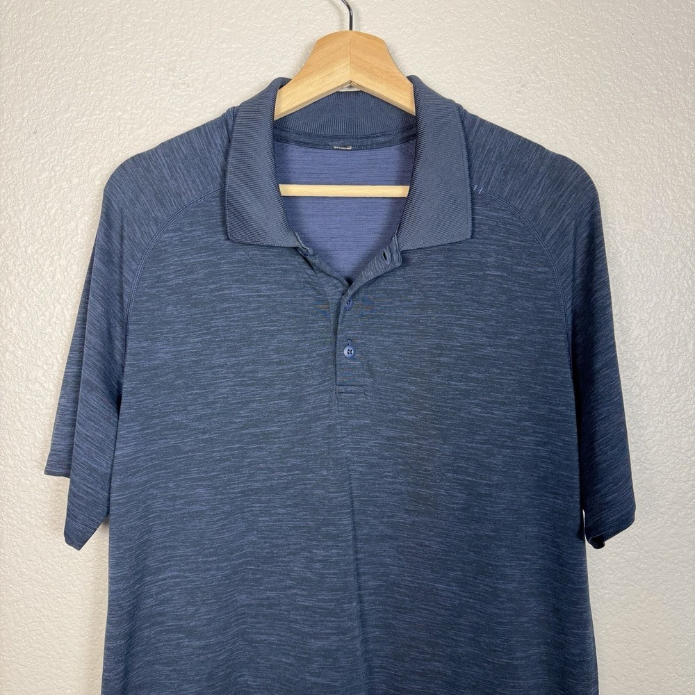 Lululemon Size Large Mens Metal Vent Tech Performance Polo Shirt in Navy Blue - Picture 3 of 7